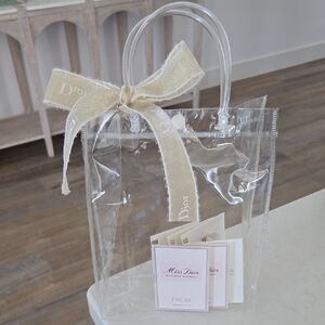 New Never Used Clear Tote Bag DIOR  Ribbon & Miss DIOR  Jadore Samples 3x sample